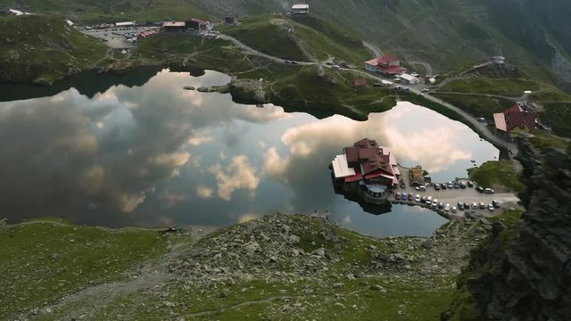 4K Glacier Lake Balea Transfagarasan Fagarash Mountains Drone Footage Sunset