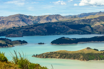 Obraz premium Lyttleon harbour christchurch new zealand landscape