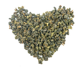 Dry oolong tea leaves an isolated on white background