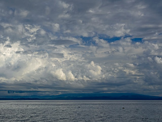 Tropical coastline and clouds