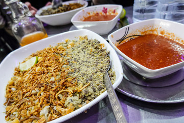 Cairo, Egypt A plate of typical koshari in a restaurant.