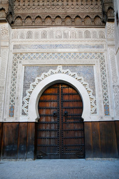 detail of door  in moroccan building 