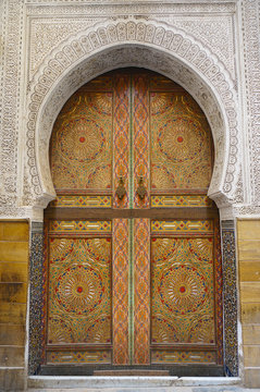 detail of door  in moroccan building 