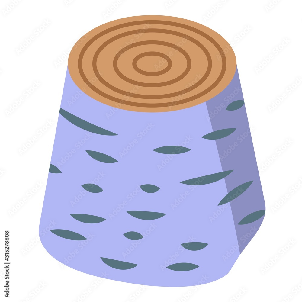 Poster birch tree stump icon. isometric of birch tree stump vector icon for web design isolated on white ba