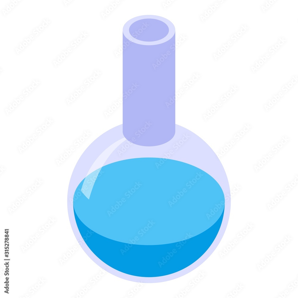 Poster chemical flask icon. isometric of chemical flask vector icon for web design isolated on white backgr