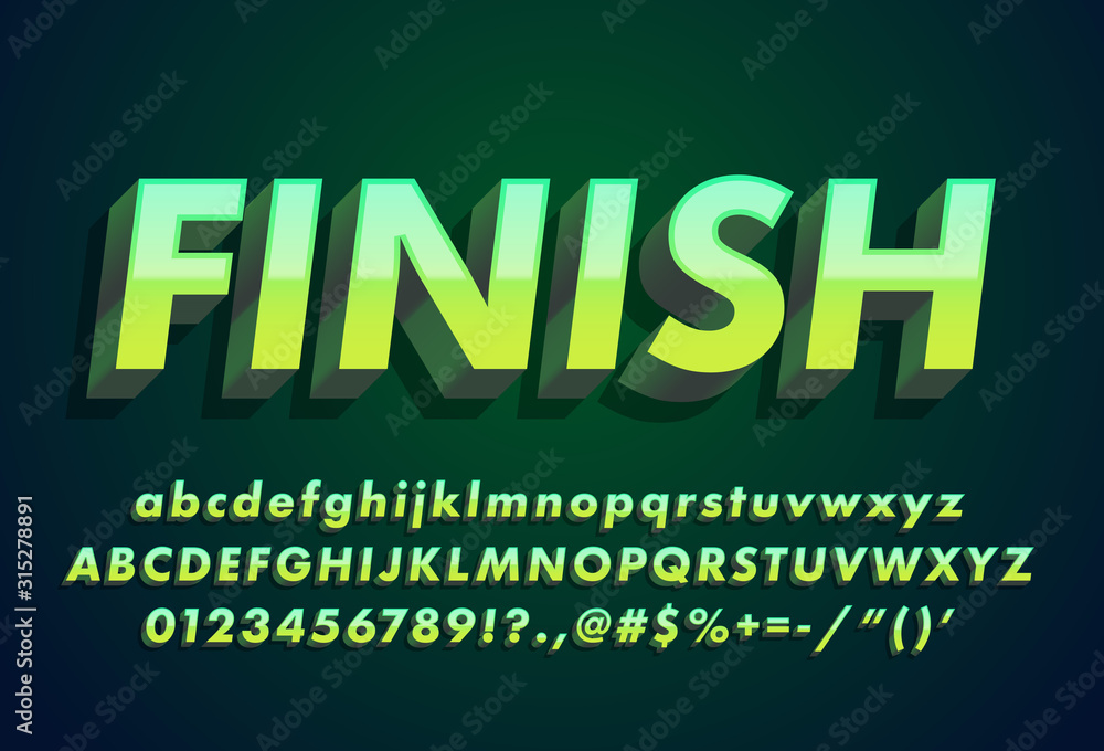 Poster modern bold text effect with modern 3d design, gradient font complete set alphabet for game title or