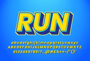 Modern strong 3d yellow font typeface for poster, game title and website.