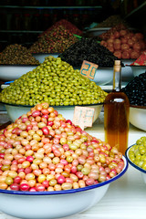  assortment of olive sold  in the souk of marrakech Morocco