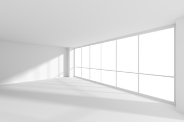 Naklejka na ściany i meble Empty white office business room with sun light from large windows