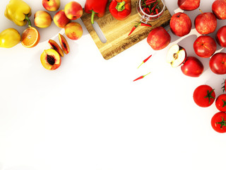 top view of fruit and vetgetable