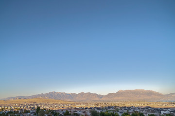 Wide angle view of houses in the Utah Valley
