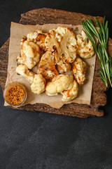 cauliflower grilled (fried grill vegetables or snack salad cabage) menu concept. food background. copy space. Top view
