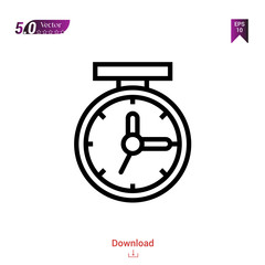 Outline clock icon. clock icon vector isolated on white background. Graphic design, material-design, school icons, mobile application, logo, user interface. EPS 10 format vector