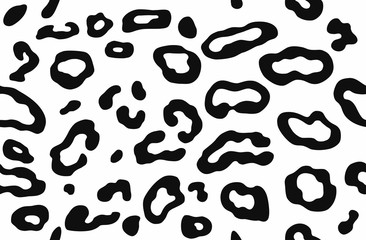 Leopard pattern. Trendy seamless vector print. Animal texture. Black spots on white background. Cheetah skin imitation for painted on clothes or fabric.
