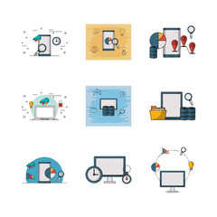 bundle of electronics devices and infocharts icons