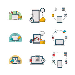 bundle of electronics devices and infocharts icons