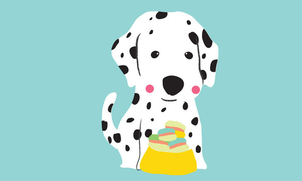 Cute dalmatian dog cartoon vector