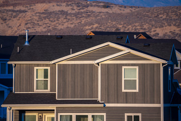 Brown facade of American two story house