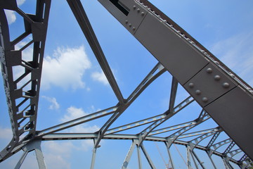 Structural steel bridge,Krung Thon Bridge,Saphan Sang Hi is a bridge over the Chao Phraya River in Bangkok