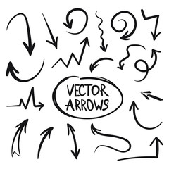 Fototapeta premium Grunge hand drawn set of arrows isolated on white