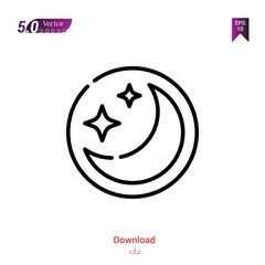 Outline night-mode icon. night-mode icon vector isolated on white background. Graphic design, camera-interface icons,  mobile application, logo, user interface.  UI / UX design. EPS 10 format vector