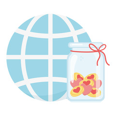 world and jar glass hearts love charity and donation