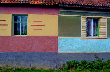 Detail of color building wall structure