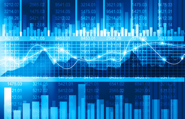 stock market finance graph background with abstract Growth graph chart. 2d illustration.