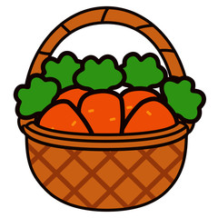 A basket of delicious carrot ready to make good pie on the white background