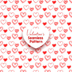 Set of heart seamless pattern background. Abstract and stylish decorative valentine day ornament. Vector illustration