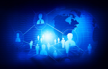 Concept of global business Network, internet communication. Digital illustration.