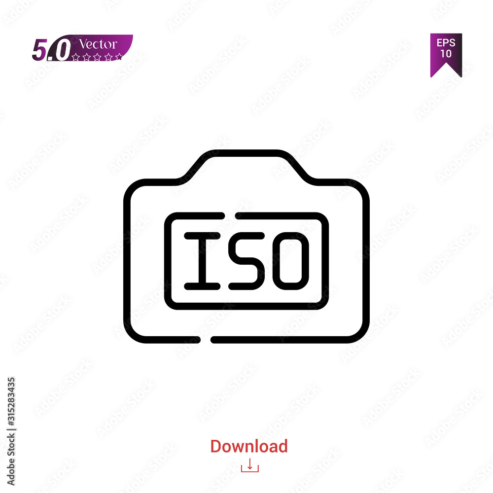 Poster outline iso camera icon. iso camera icon vector isolated on white background. graphic design, camera