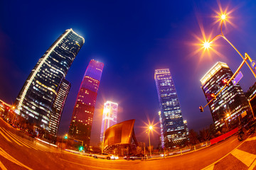 Obraz na płótnie Canvas The night view of the city landscape in Beijing
