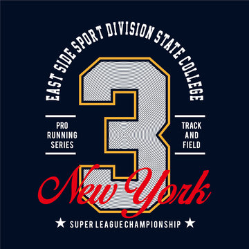 T-shirt stamp graphics, New York City Sport wear typography emblem, tee print, athletic apparel design