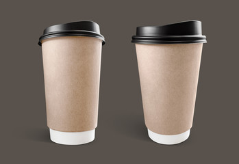 brown kraft paper coffee cup for branding design mock-up