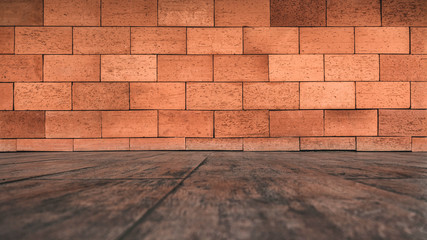 brick wall texture and wood floor background