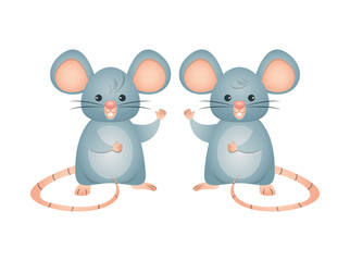 cute little mouses isolated icons