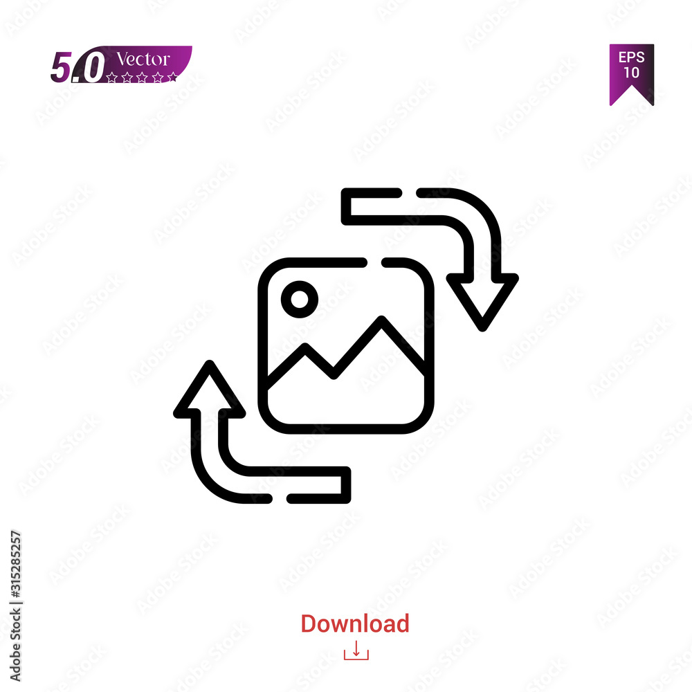 Poster outline rotate icon. rotate icon vector isolated on white background. graphic design, camera-interfa