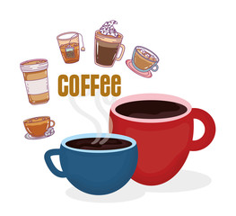 Obraz premium cups latte cappuccino espresso fresh beverage coffee time