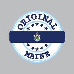 Vector Stamp of Original logo and Tying in the middle with Maine flag.