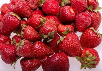 fresh ripe strawberries isolated on white background