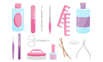 Manicure and Pedicure Tools Vector Set. Professional Nails Care Equipment Collection