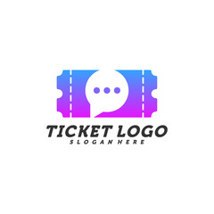 Chat Ticket logo design concept vector, Travel Ticket with Chat logo Template, Creative design, Icon symbol