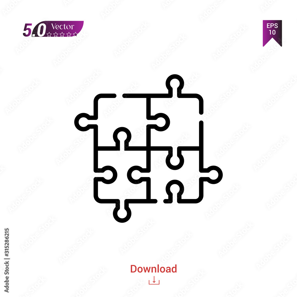 Poster outline puzzle icon. puzzle icon vector isolated on white background. graphic design, camera-interfa