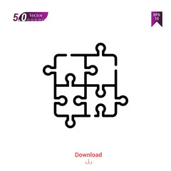 Outline puzzle icon. puzzle icon vector isolated on white background. Graphic design, camera-interface icons,  mobile application, logo, user interface.  UI / UX design. EPS 10 format vector