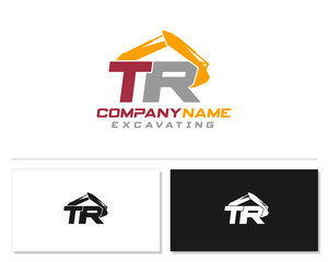 Initial T R TR excavator logo concept vector with arm excavator template vector.