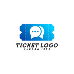 Chat Ticket logo design concept vector, Travel Ticket with Chat logo Template, Creative design, Icon symbol