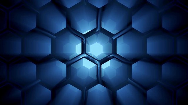  Stock Illustration 3d hexagon honeycomb texture slow motion. Abstract background for business presentation.