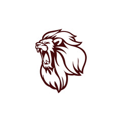 Angry Lion Head Logo, Icon, Sign, Outline Flat Design Vector Illustration Template