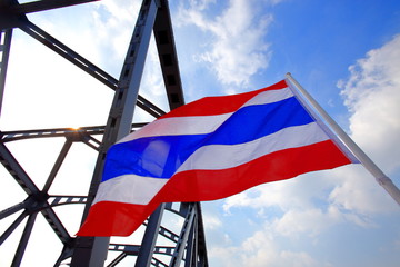 Thai nation flag decoration On the bridge over the Chao Phraya River